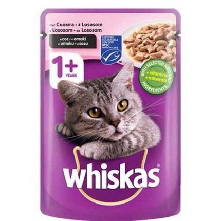 WHISKAS Kesica za mačke Adult s lososom u sosu, 1+ godina - 100g