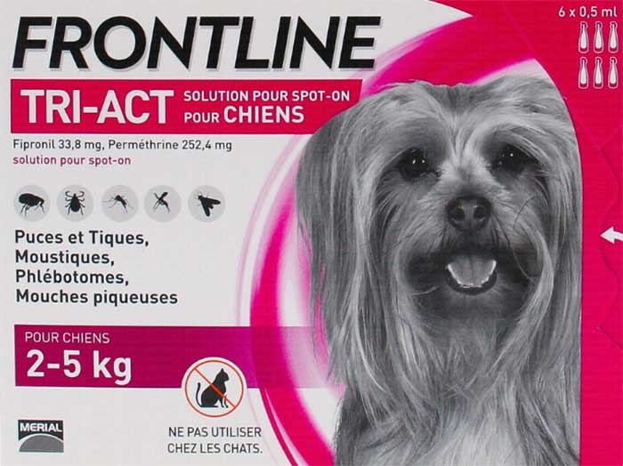 FRONTLINE Tri-act anti-parasitaire chiens 2 - 5kg pipettes 6x0,5ml
