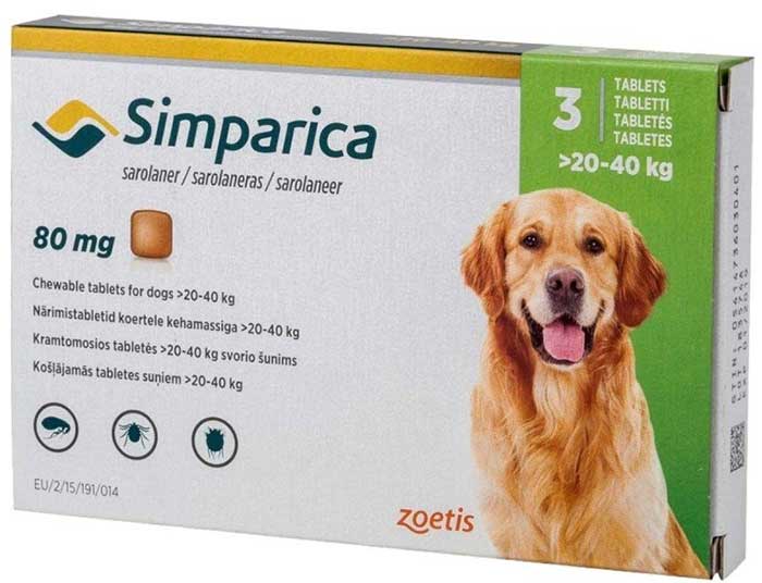 SIMPARICA tableta za žvakanje za pse 20-40kg (Sarolaner) 80mg